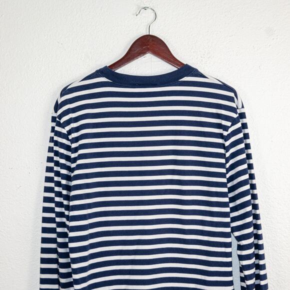Men's Navy Striped Long Sleeve Shirt - Picture 6 of 8